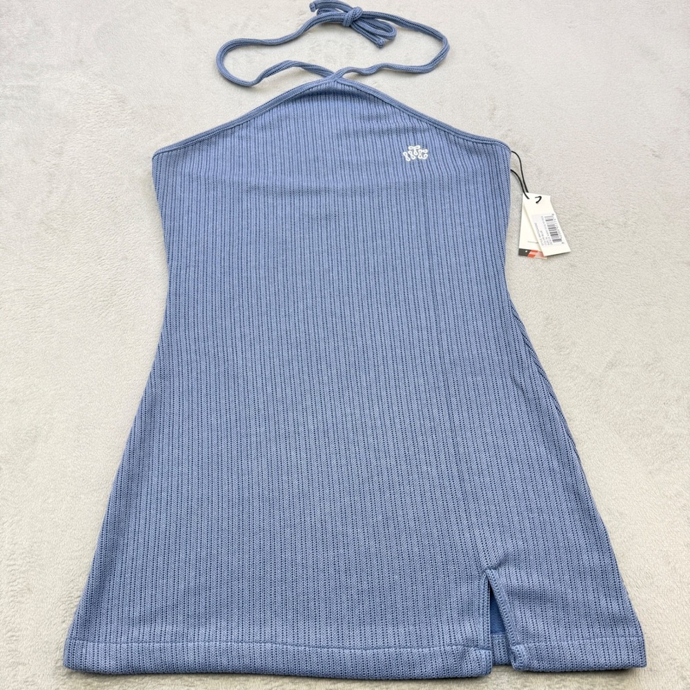 HONOR THE GIFT Dress Womens Blue 70s‎ Halter XXL Ribbed Side Party Streetwear
